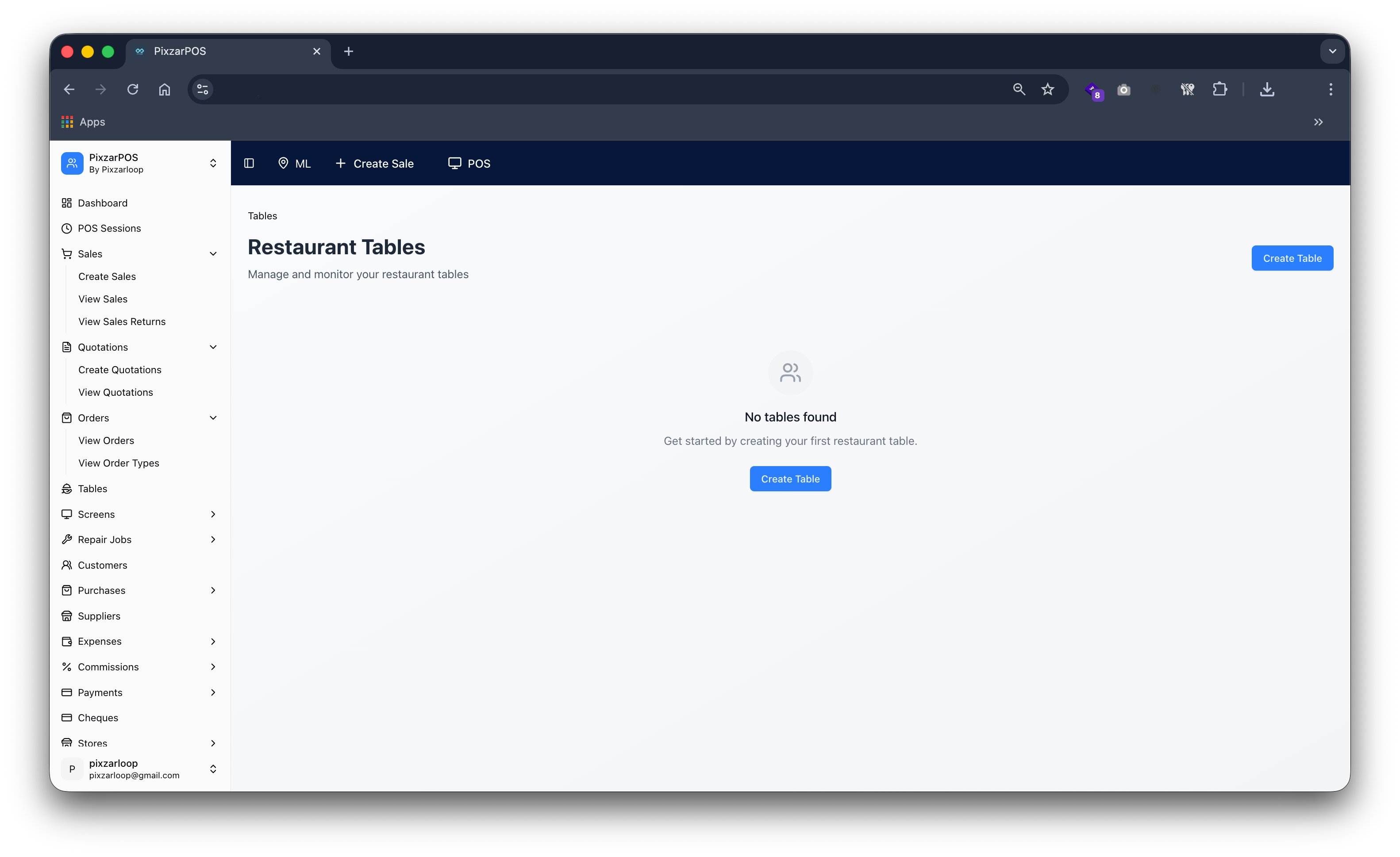PixzarPOS mobile responsive screenshot